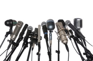 Microphones Over White Background