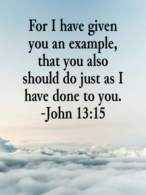 For I have given you an example, that you also should do just as I have done to you. John 13:15
